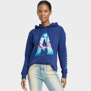 Disney's Avatar The Way of The Water Graphic Blue Sweatshirt Hoodie Women Sz L